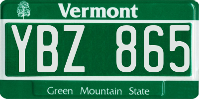 VT license plate YBZ865