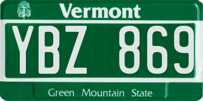 VT license plate YBZ869