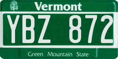 VT license plate YBZ872
