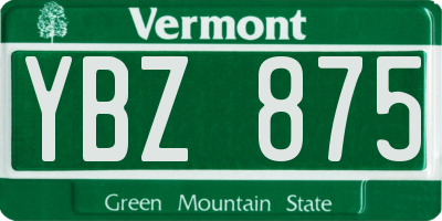 VT license plate YBZ875