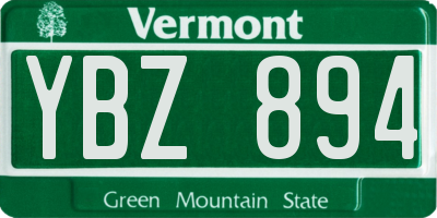 VT license plate YBZ894