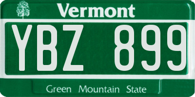 VT license plate YBZ899