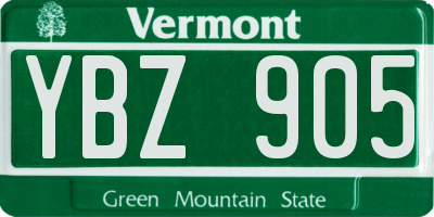 VT license plate YBZ905