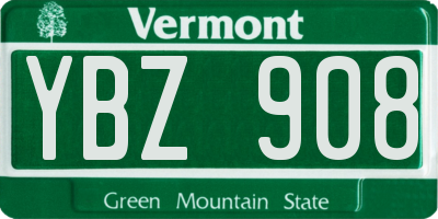 VT license plate YBZ908