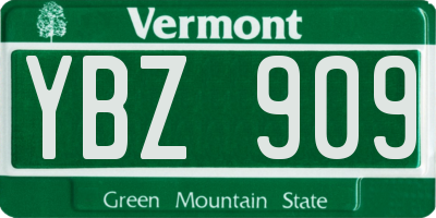 VT license plate YBZ909