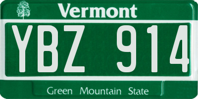 VT license plate YBZ914