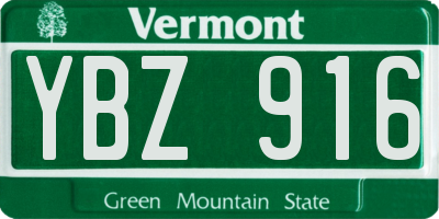 VT license plate YBZ916