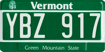 VT license plate YBZ917