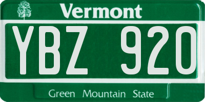 VT license plate YBZ920
