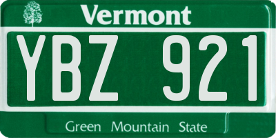 VT license plate YBZ921