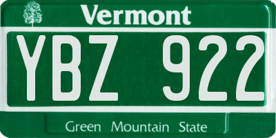 VT license plate YBZ922