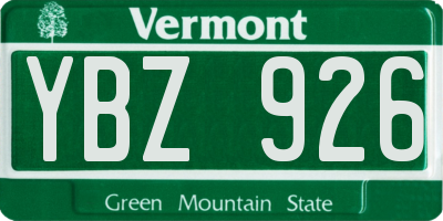VT license plate YBZ926