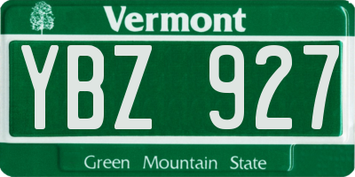VT license plate YBZ927
