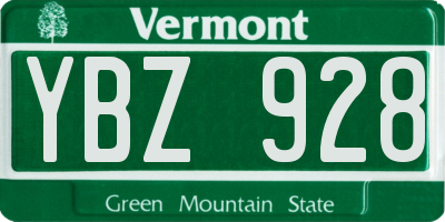 VT license plate YBZ928