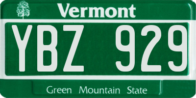 VT license plate YBZ929