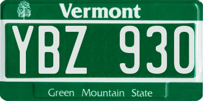 VT license plate YBZ930