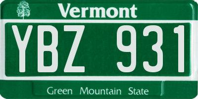 VT license plate YBZ931