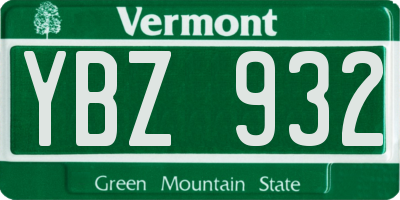 VT license plate YBZ932