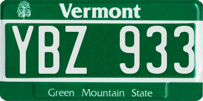 VT license plate YBZ933