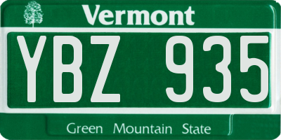 VT license plate YBZ935