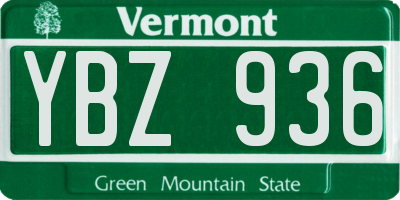 VT license plate YBZ936