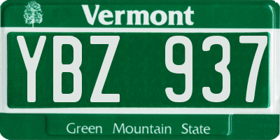 VT license plate YBZ937