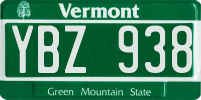 VT license plate YBZ938
