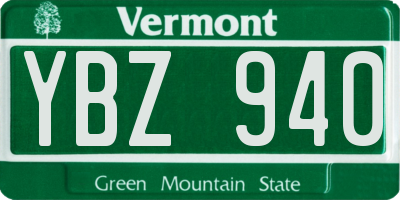 VT license plate YBZ940