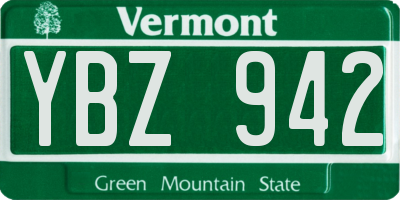 VT license plate YBZ942
