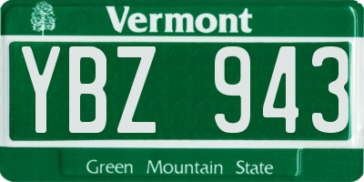 VT license plate YBZ943
