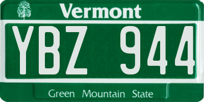 VT license plate YBZ944