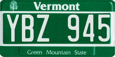 VT license plate YBZ945