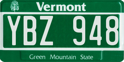 VT license plate YBZ948