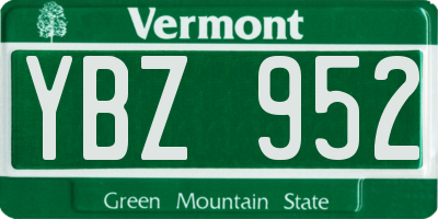 VT license plate YBZ952