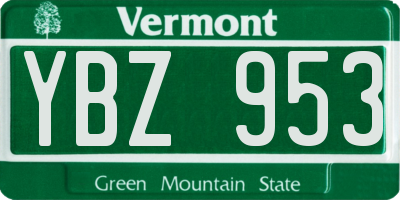 VT license plate YBZ953