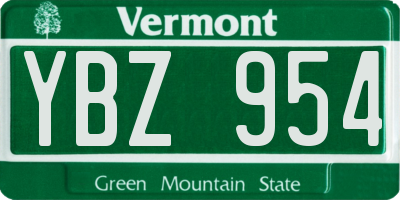 VT license plate YBZ954
