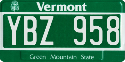 VT license plate YBZ958