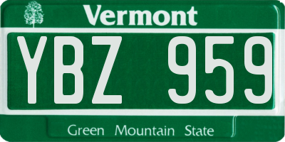 VT license plate YBZ959