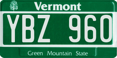 VT license plate YBZ960