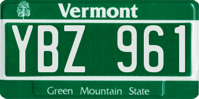 VT license plate YBZ961