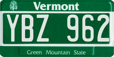 VT license plate YBZ962