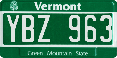 VT license plate YBZ963