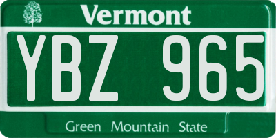 VT license plate YBZ965
