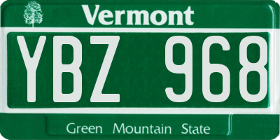 VT license plate YBZ968