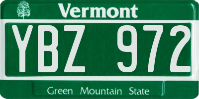 VT license plate YBZ972
