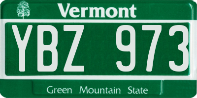 VT license plate YBZ973