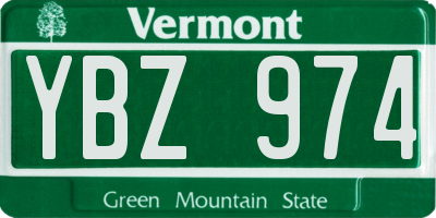 VT license plate YBZ974