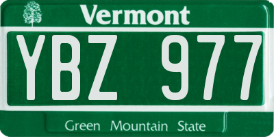 VT license plate YBZ977
