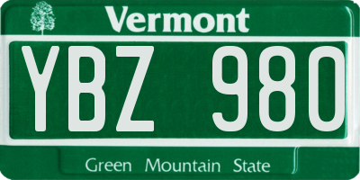 VT license plate YBZ980