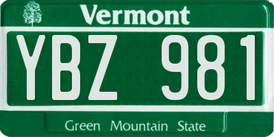 VT license plate YBZ981